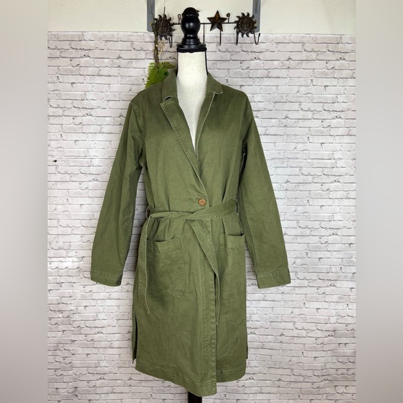Duluth Trading Olive Green Canvas Utility Trench Jacket - Picture 1 of 5
